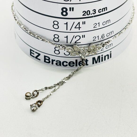 AVON Silver Tone Crystal Bracelet Anklet Signed Adjustable - Picture 7 of 12